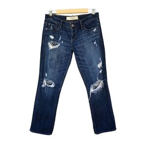 Abercrombie & Fitch Cotton Ripped MidRise Medium Wash Straight Buttoned Jeans 27